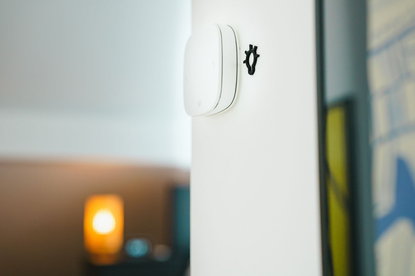 Sleek smart light switch installed on a living room wall