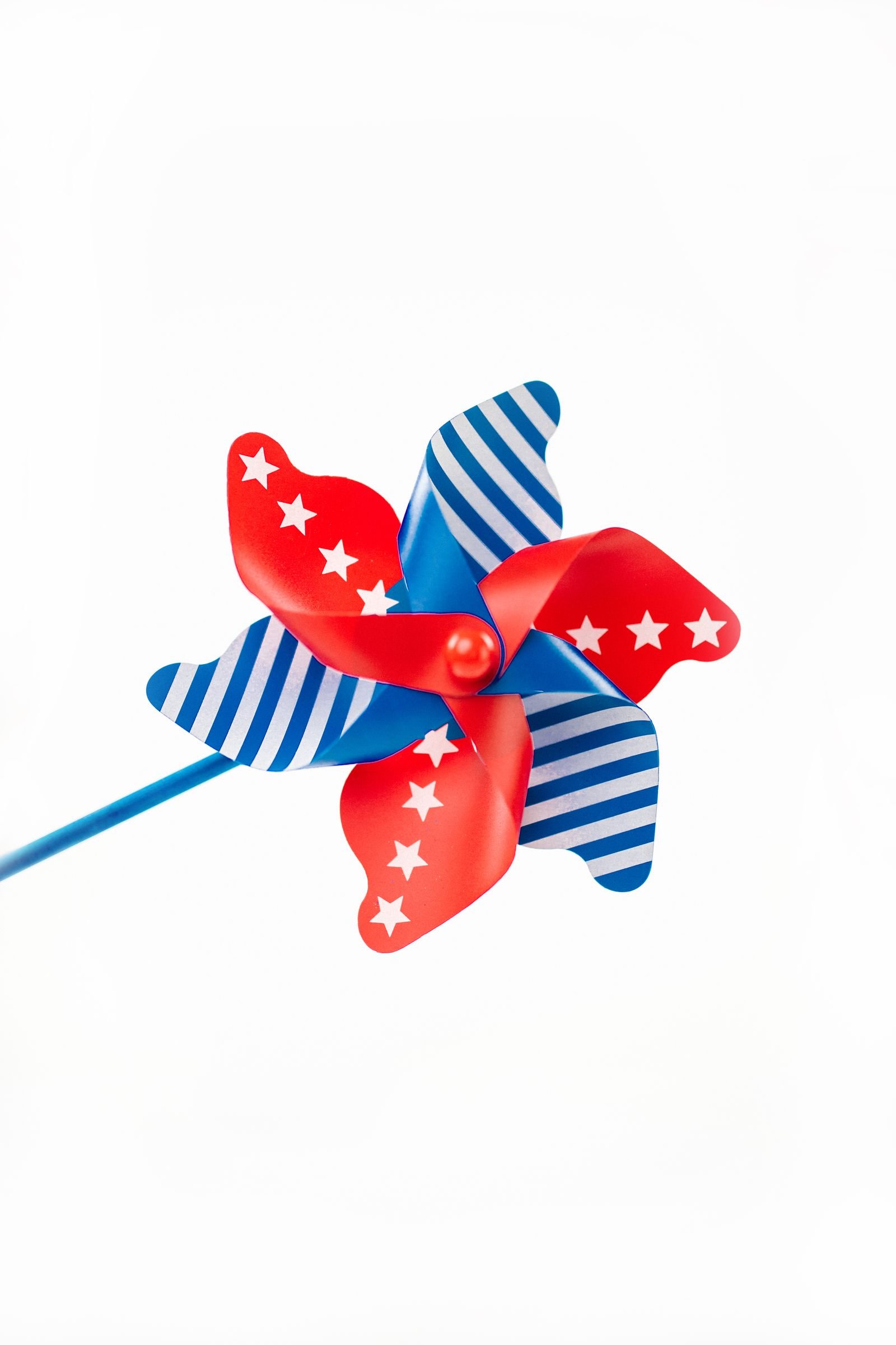 Patriotic pinwheel with stars and stripes.